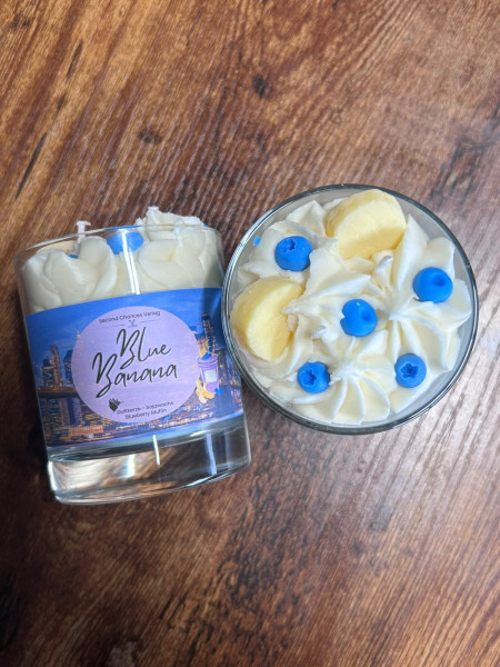 Glaskerze "Blue Banana"